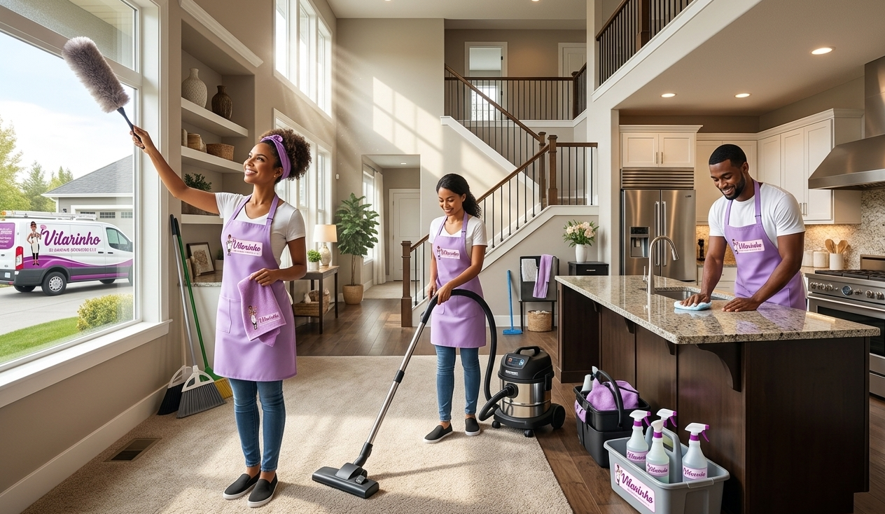 Vilarinho Cleaning Services team cleaning a large home in Millburn Short Hills NJ — professional maid service