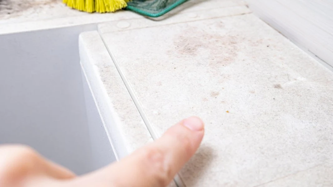 tile grout before professional cleaning service in NJ apartment bathroom