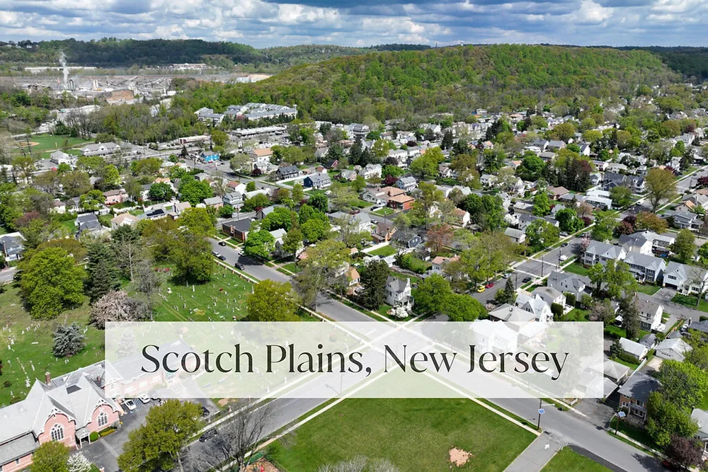 Aerial view of Scotch Plains NJ residential neighborhoods - Vilarinho's Cleaning Service serves homes throughout Scotch Plains
