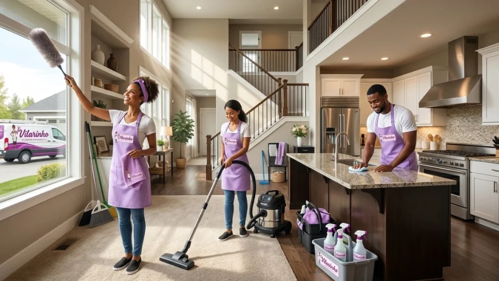 Vilarinho Cleaning Services team cleaning a large home in Millburn Short Hills NJ — professional maid service