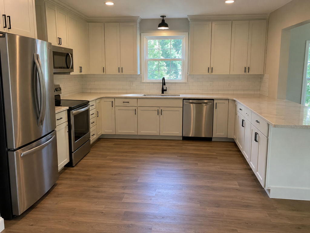 Clean white kitchen after a house cleaning Union NJ visit