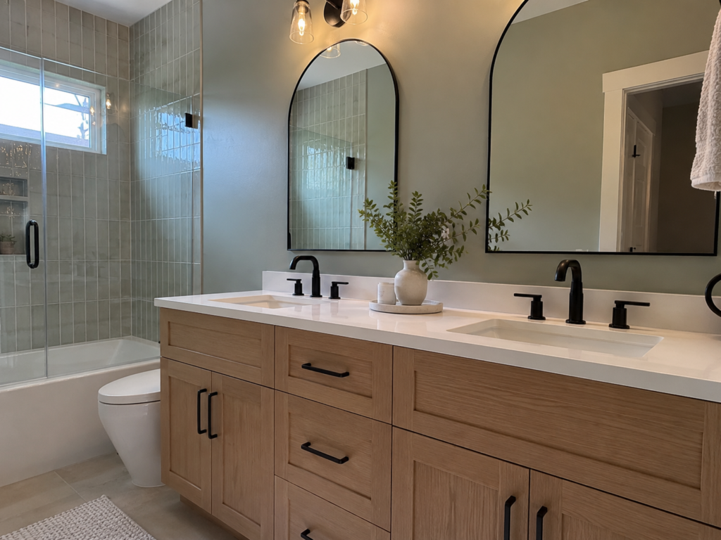 Spotless bathroom vanity after professional house cleaning in Union NJ